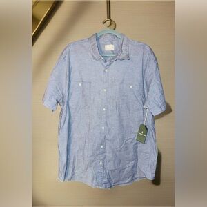 **NWT** Mutual Weave Shirt-sleeve Button-up, Blue Size XXL